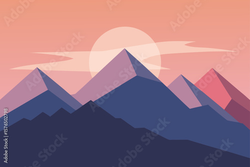 Minimal Mountain Silhouette with a Pastel Sunrise