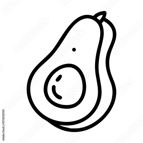 Depicts a halved avocado fruit silhouette vector illustration