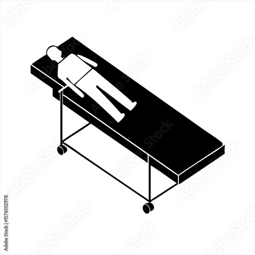Person lying on hospital bed silhouette vector illustration