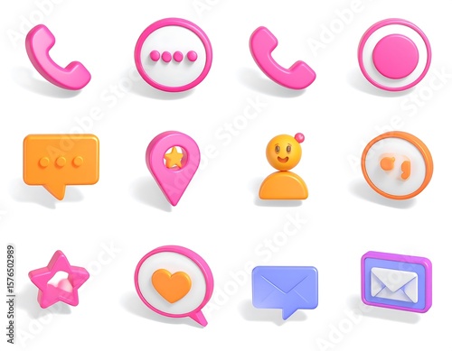 Colorful 3D communication icons