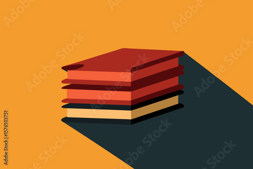 Academic Scene with Stacked Books and Paper Sheets