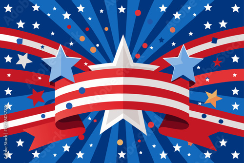 Layered Ribbon Shapes in a Stars and Stripes Pattern