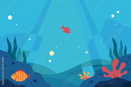Vibrant Underwater Coral Reef Landscape Vector Background