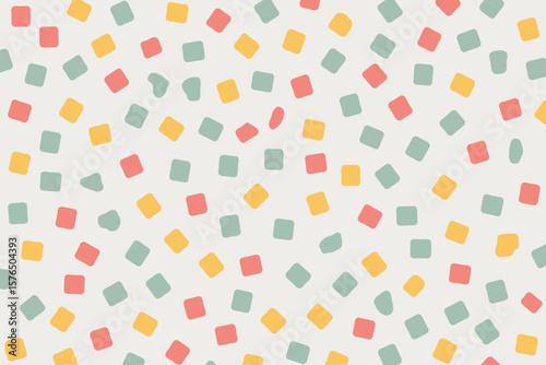 Playful background featuring scattered squares in vibrant pastel hues, ideal for modern designs and cheerful artistic compositions.