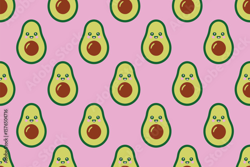 Repeated avocado pattern on pastel pink background for a fresh and vibrant design element for various creative applications.