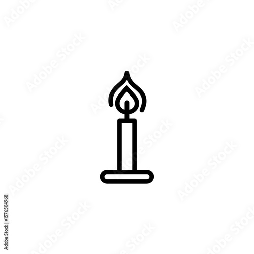 Simple line art of a candle with flame on a base  
