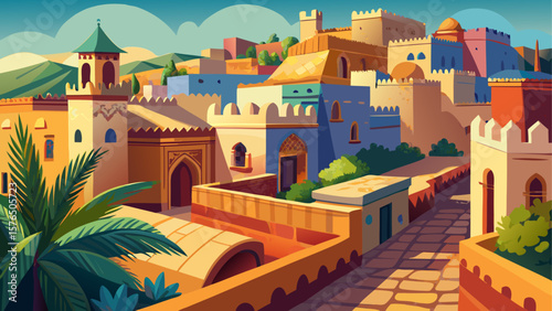 Fez, Morocco – Ancient medina walls hold winding alleys, colorful tiles, and leather tanneries. Minarets and rooftops shimmer under soft light in this timeless North African masterpiece.