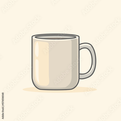 Simple white coffee mug on light background  