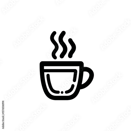 Hot cup of coffee with steam on white background  