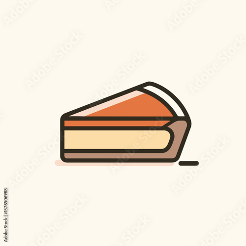 Slice of pie with orange filling on white background  