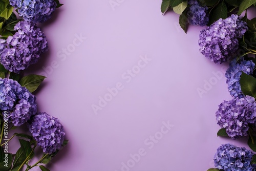 Beautiful Purple Hydrangeas Arranged on a Soft Lilac Background for Floral De...