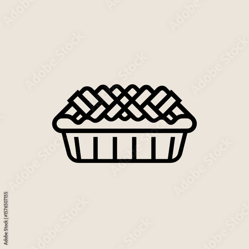 Classic pie illustration with woven crust in minimalist style  