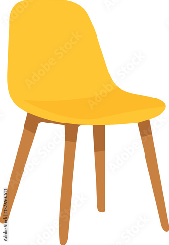 ellow plastic chair with wooden legs isolated on white background. Vector illustration EPS 10. Furniture interior element. Home and office design concept for poster, banner, Adobe Illustrator Artwork