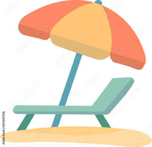 Beach lounger and umbrella. Vector stock illustration eps10. Adobe Illustrator Artwork