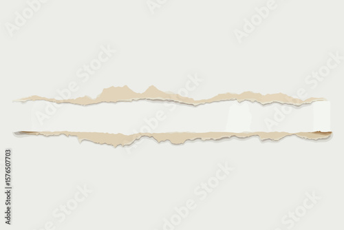 Torn paper edges with a textured, grunge feel create a versatile design element on a light background.