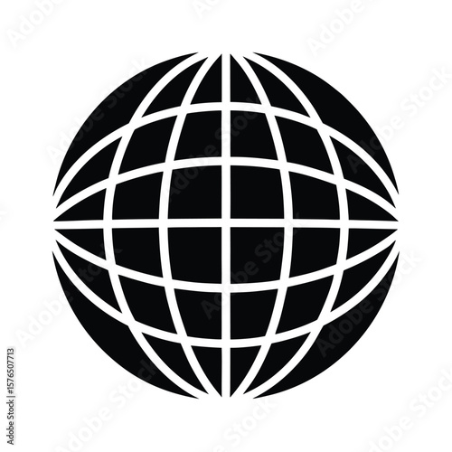Globe with meridians and parallels black silhouette vector illustration