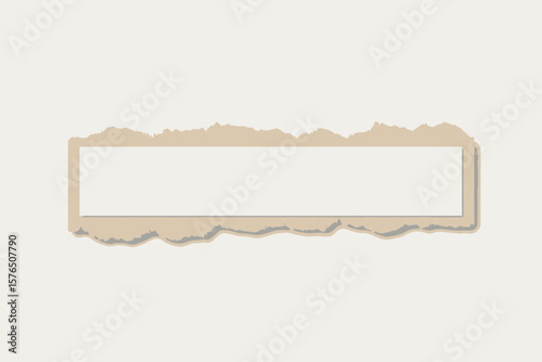Torn beige paper vector graphic offers space to display text or other design elements on a plain background.