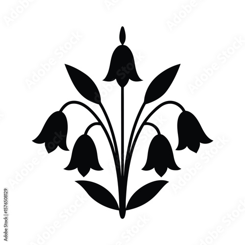 Elegant bluebell flower arrangement simple silhouette vector illustration