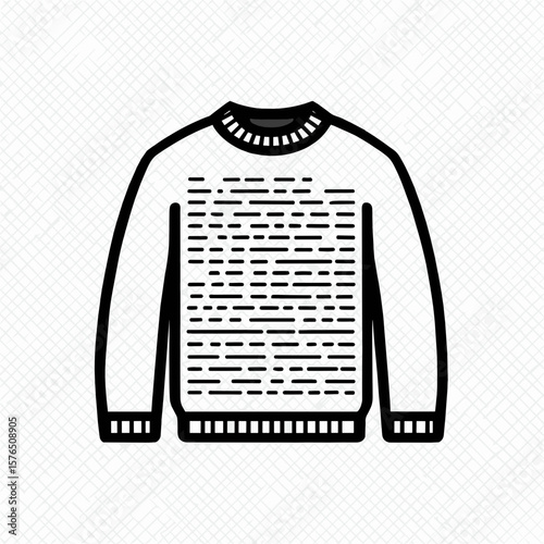Sweater illustration with striped pattern and rounded neckline  