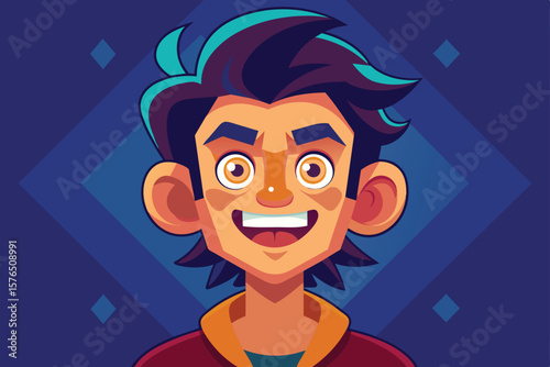 A colorful, dynamic illustration of a happy animated character with expressive features and vibrant colors, conveying a sense of excitement and joy.