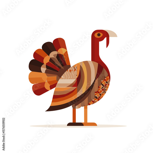 Colorful cartoon turkey illustration with stylized feathers  