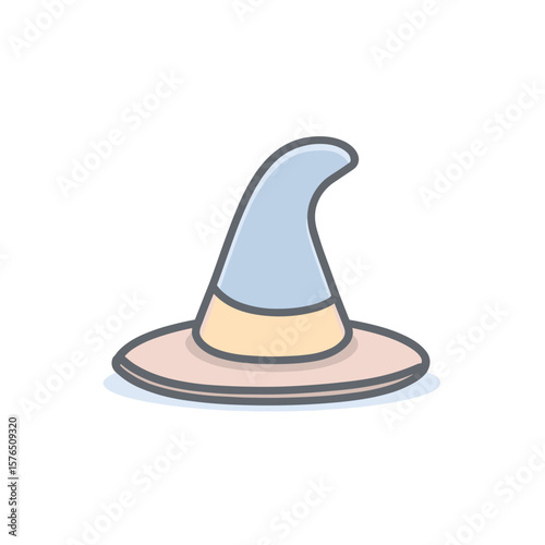 Witch hat illustration in pastel colors on white background  