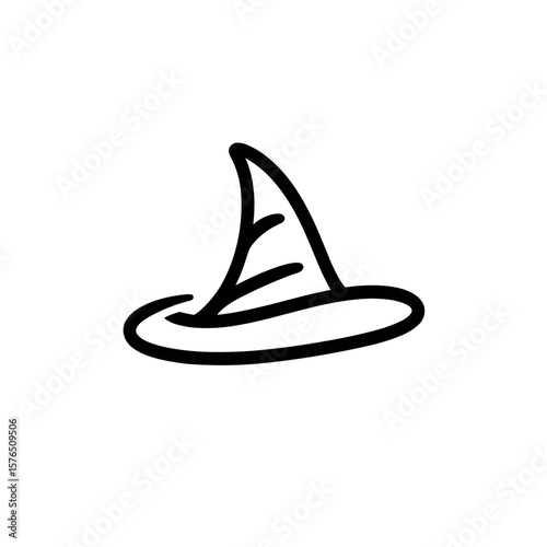 Witch hat illustration in minimalist style on white background  