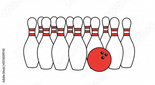 bowling pins and ball