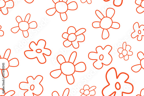 Seamless floral pattern. Flowers, endless background, texture design. Daisy blooms, camomiles, repeating summer print.
