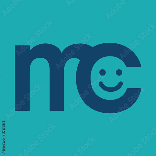 MC Medical logo  Happy cartoon face vector icon illustration, a smiling button symbol