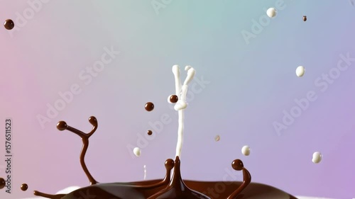 Milk Chocolate Splash on Colorful Background