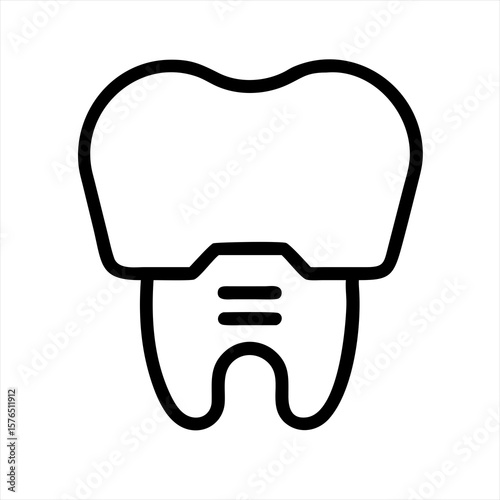 Dental crown restoration outline simple silhouette vector illustration