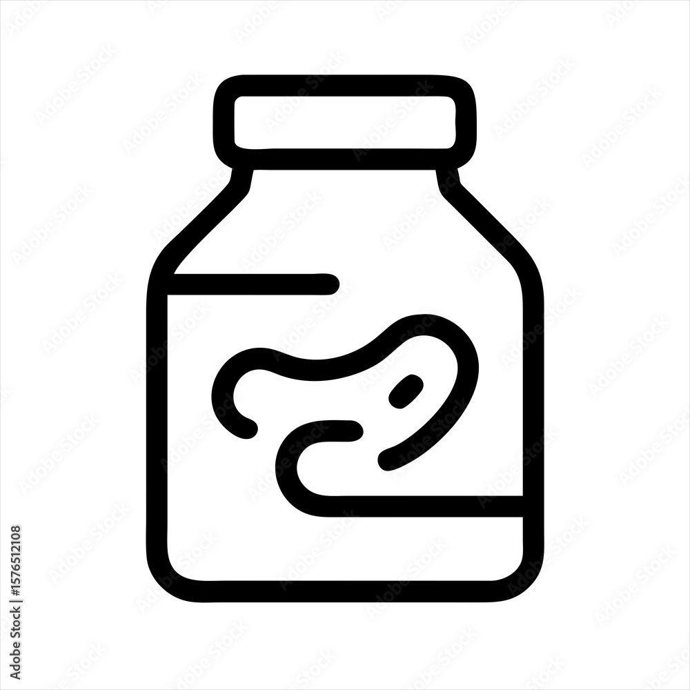 Fototapeta premium Glass jar outline drawing with beans inside silhouette vector illustration