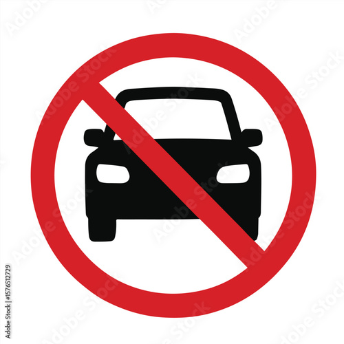 No parking Allowed, No Cars Allowed Sign – Vehicle Prohibited Symbol with Red Circle for Road Restrictions, Pedestrian Zones, and Traffic Control

