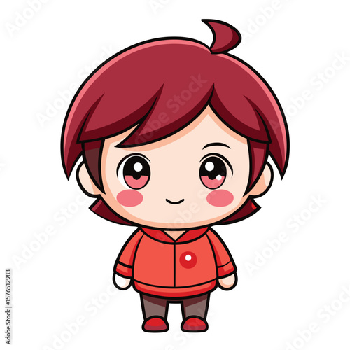 Cute Boy in Red Jacket