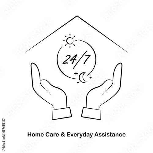 Home Care and Everyday Assistance Icon – Elder Support, Daily Help, Personal Aid, In-Home Service, Caregiver Icon