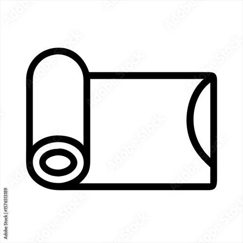 Rolled yoga mat outline sport activity silhouette vector illustration