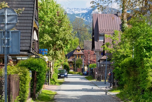 Photos street in the city and mountains in Zakopane - Lesser Poland - Poland