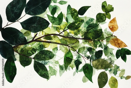 Vibrant Watercolor Leaves Displayed on a White Background Showcasing Natures ...