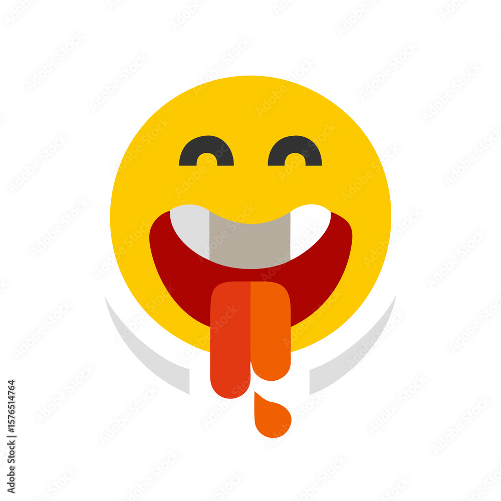 Obraz premium Cartoonish Drooling Emoji with Tongue Out Illustration on Transparent Backdrop for Expressing Silliness and Playfulness in Digital Communication