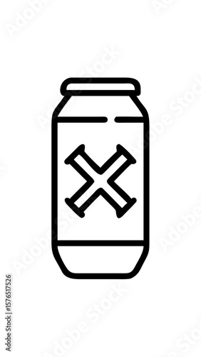 Crossed out beer can with copy space