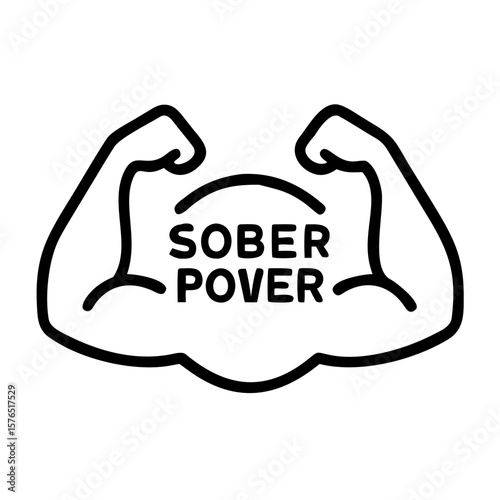 Sober power muscle badge with bold text and copy space