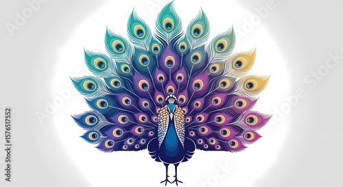 colorful peacock with spread feathers clip art preview
