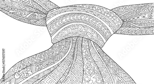 tie line art, black outline, vector and illustration, coloring book page line art drawing
