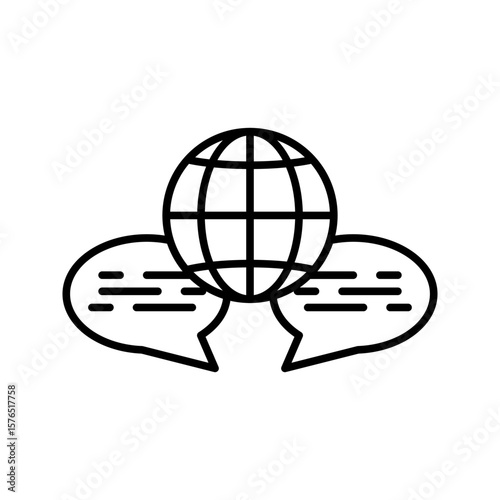 multi language translator icon in line design vector illustration, pictogram isolated on white background. color editable
  
