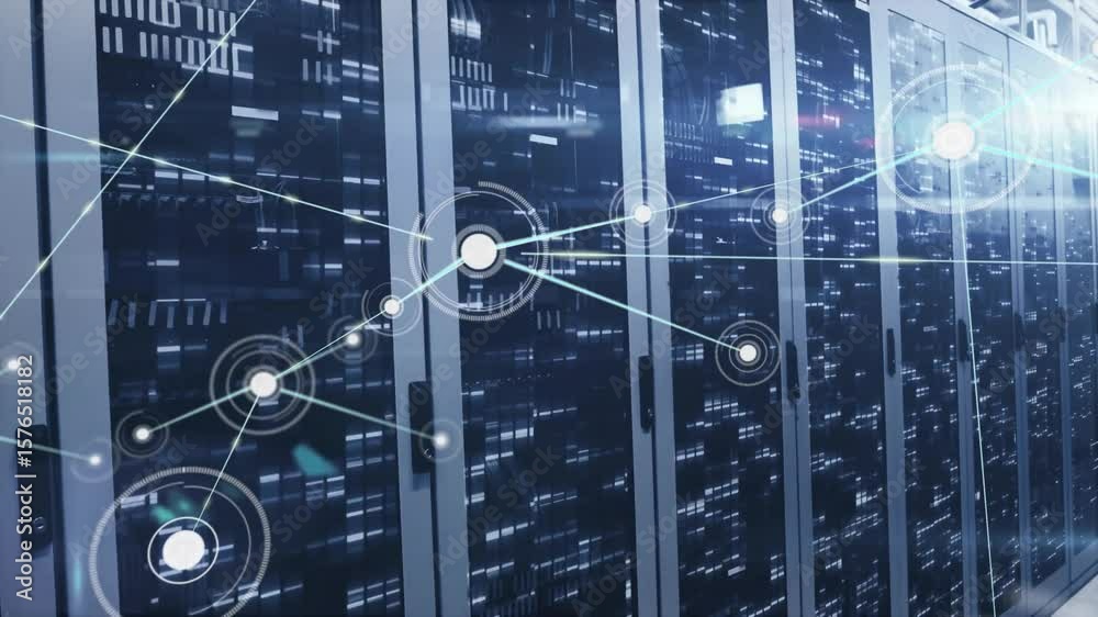 Appearing glowing node sending lines to new nodes showing network ...