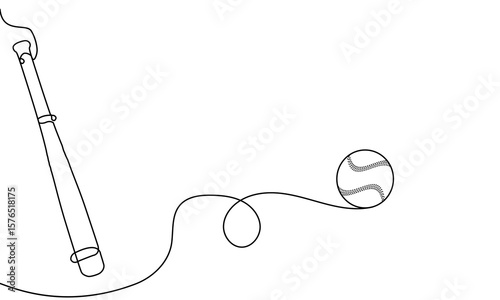 Baseball bat in line, vector art illustration.