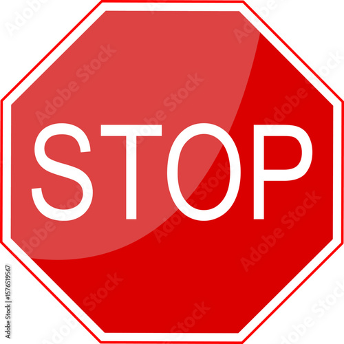 Red stop sign icon in flat style, isolated vector road symbol illustration representing traffic warning, road safety and transportation regulation design concept
