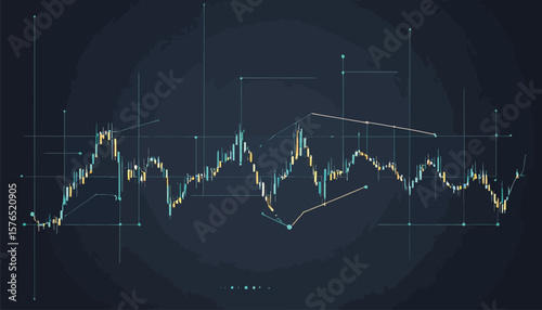Data Line Chart with Financial Growth Fluctuations in Corporate Blue Tones for Business Visualization