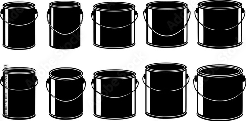 paint can silhouette, black and white silhouette, vector and illustration
